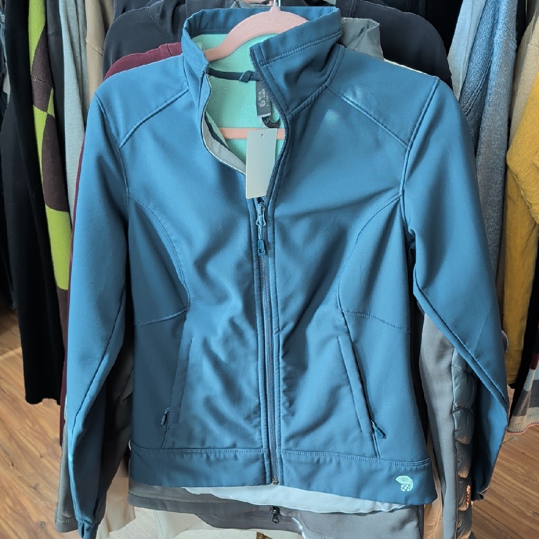 Mountain Hardwear Mint And Navy Fleece-Lined Jacket